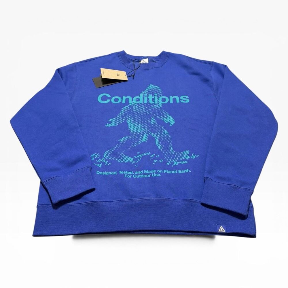 Nike ACG Tuff Fleece Therma-Fit Lapis Blue Bigfoot Crewneck size S IF1490-430 - Picture 4 of 12